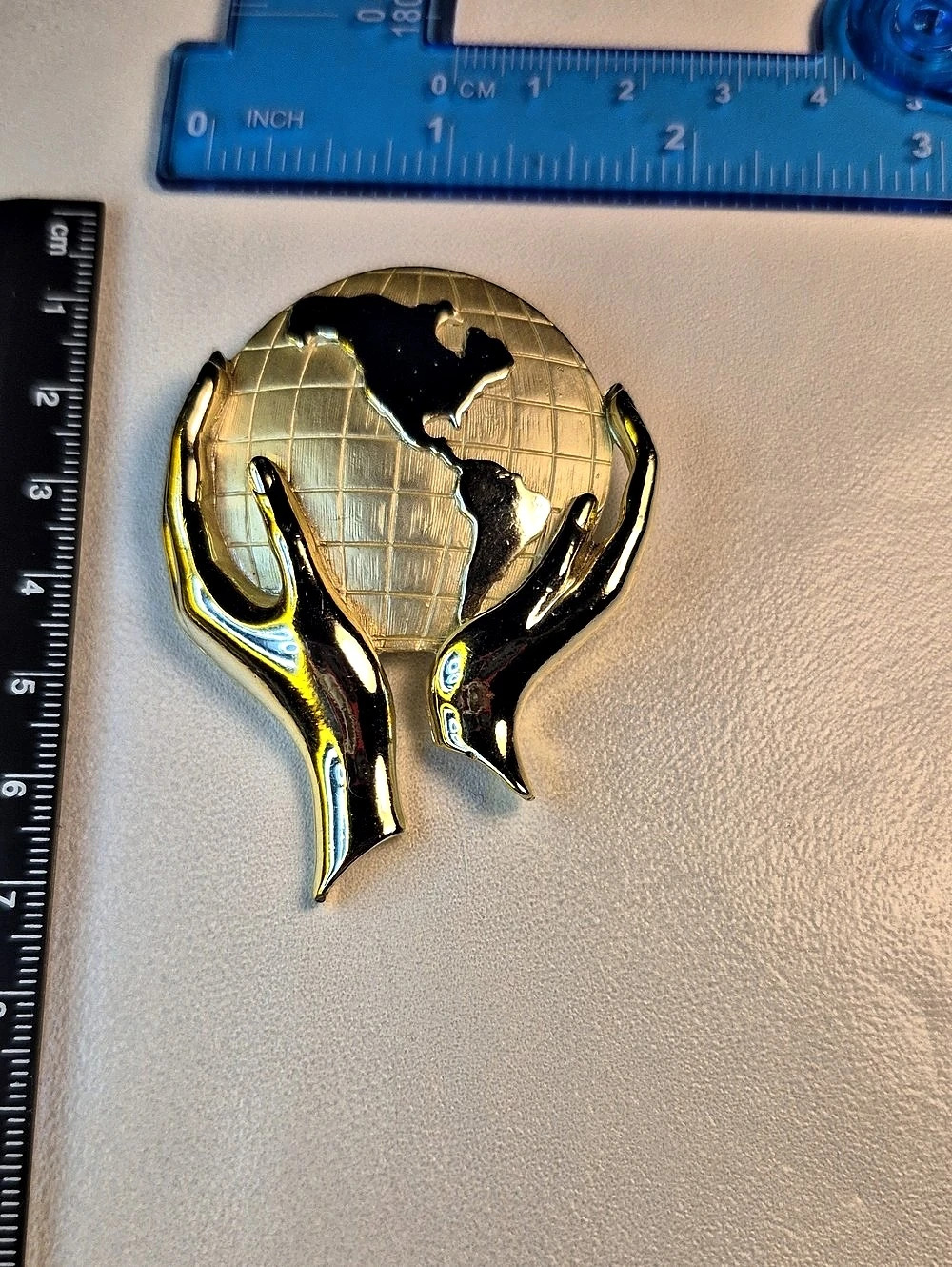 Vintage Gold-Tone Globe Brooch Pin